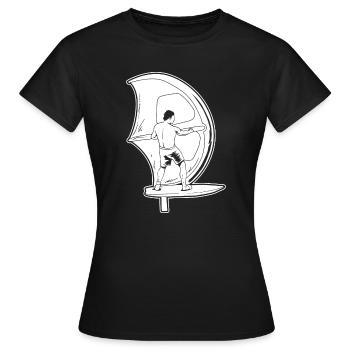 Wing Surf Wing Foil - Frauen T-Shirt - Schwarz - Vorne - AI Model Female 172 dark (172cm)