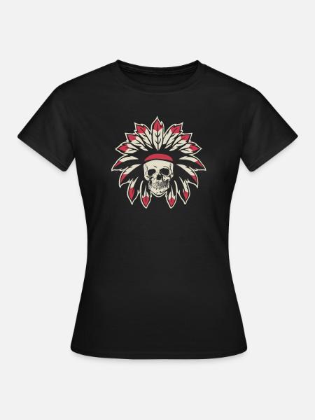Indigene Schädel Totenkopf - Frauen T-Shirt - Schwarz