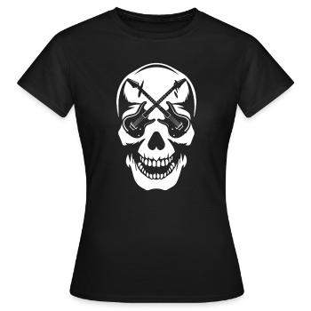 Electric Guitar Electric Guitar Skull Guitar - Women's T-Shirt - black - Front - AI Model Female 172 dark (172cm)