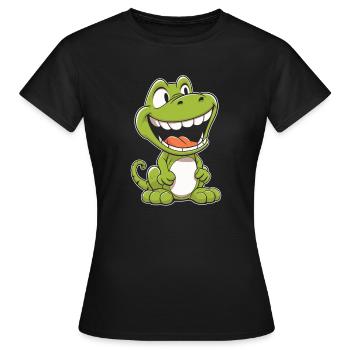 Dinosaure souriant - T-shirt Femme - noir - Devant - AI Model Female 172 dark (172cm)