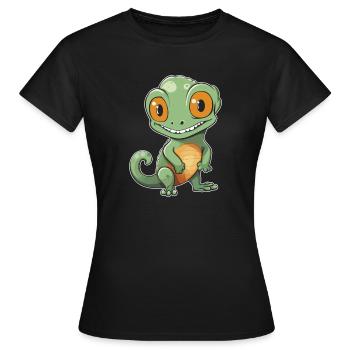 Caméléon Caméléon Drôle - T-shirt Femme - noir - Devant - AI Model Female 172 dark (172cm)