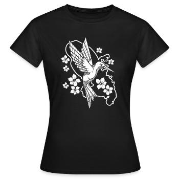 Colibri Floral Line Art - T-shirt Femme - noir - Devant - AI Model Female 172 dark (172cm)