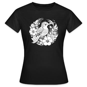 Colibri Floral Line Art - T-shirt Femme - noir - Devant - AI Model Female 172 dark (172cm)