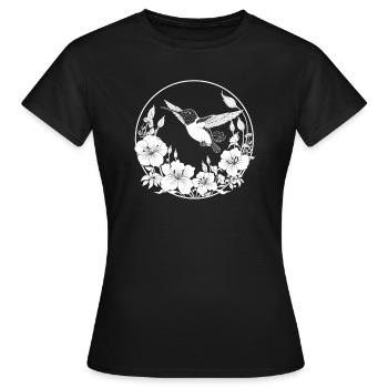 Colibri Floral Line Art - T-shirt Femme - noir - Devant - AI Model Female 172 dark (172cm)