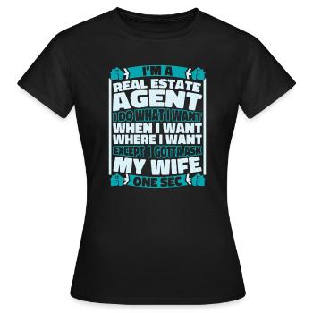 Agent immobilier - T-shirt Femme - noir - Devant - AI Model Female 172 dark (172cm)
