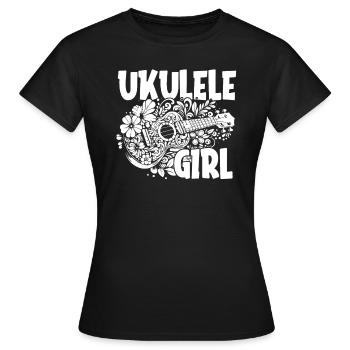 Ukulélé Ukulélé Fille - T-shirt Femme - noir - Devant - AI Model Female 172 dark (172cm)