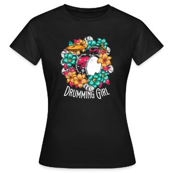 Batterie Batteur Batteur Batteur Fille - T-shirt Femme - noir - Devant - AI Model Female 172 dark (172cm)
