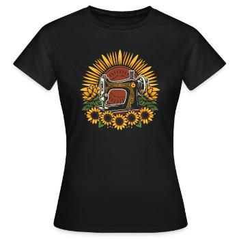 Machine à coudre Machine à coudre fleur - T-shirt Femme - noir - Devant - AI Model Female 172 dark (172cm)
