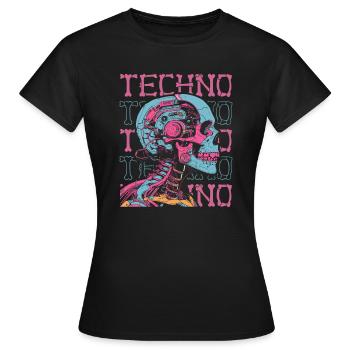 Techno Raver - T-shirt Femme - noir - Devant - AI Model Female 172 dark (172cm)