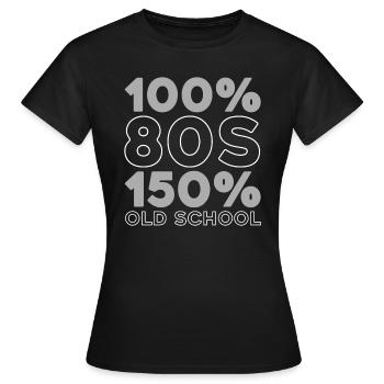 80s Achtziger - Frauen T-Shirt - Schwarz - Vorne - AI Model Female 172 dark (172cm)