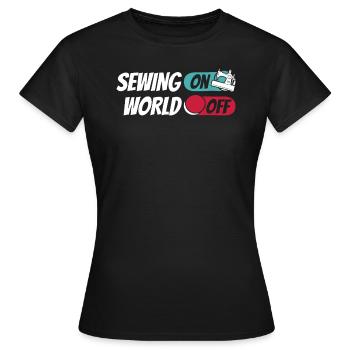 Machine à coudre coudre sur World Off - T-shirt Femme - noir - Devant - AI Model Female 172 dark (172cm)