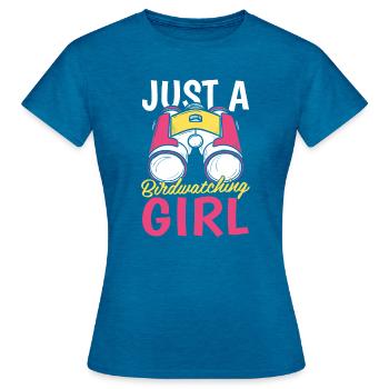 Birdwatcher juste une fille ornithologique - T-shirt Femme - bleu saphir antique chiné - Devant - AI Model Female 172 dark (172cm)