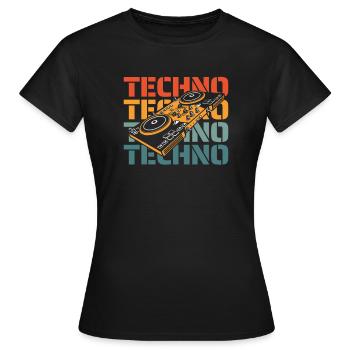 Techno Raver - T-shirt Femme - noir - Devant - AI Model Female 172 dark (172cm)