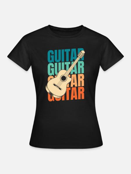 Akustikgitarre - Frauen T-Shirt - Schwarz