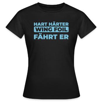 Wing Surf Wing Foil - Frauen T-Shirt - Schwarz - Vorne - AI Model Female 172 dark (172cm)