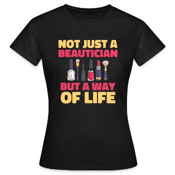 Kosmetik - Frauen T-Shirt - Schwarz - Vorne - AI Model Female 172 dark (172cm)