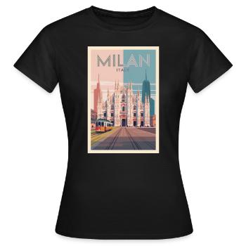 Miami Art Deco Retro Poster Vintage Souvenir - Frauen T-Shirt - Schwarz - Vorne - AI Model Female 172 dark (172cm)