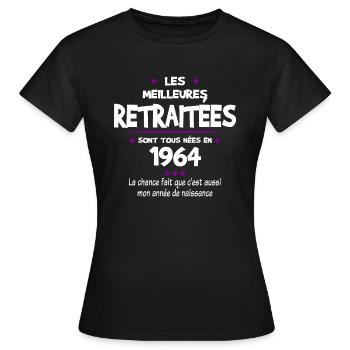 Retraite et 1964 cadeau humour retraitée - T-shirt Femme - noir - Devant - AI Model Female 172 dark (172cm)