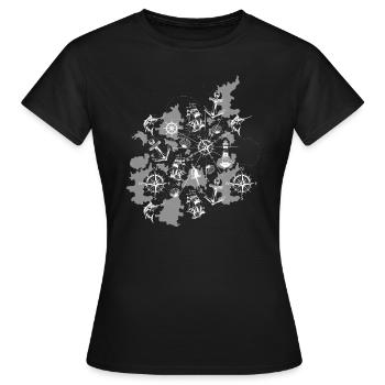 Nautical chart maritime - Women's T-Shirt - black - Front - AI Model Female 172 dark (172cm)