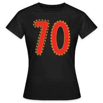 70. 70 YEARS. 70th ANNIVERSARY. 70 YEARS ANNIVERSARY. - Women's T-Shirt - black - Front - AI Model Female 172 dark (172cm)
