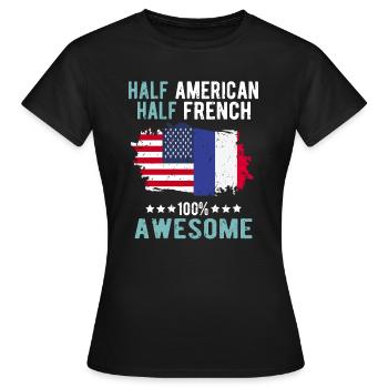 Mi-Américain, mi-Américain - T-shirt Femme - noir - Devant - AI Model Female 172 dark (172cm)