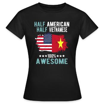 Moitié américain moitié vietnamien - T-shirt Femme - noir - Devant - AI Model Female 172 dark (172cm)