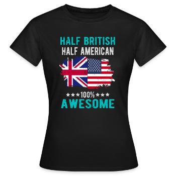 Moitié britannique moitié américain - T-shirt Femme - noir - Devant - AI Model Female 172 dark (172cm)