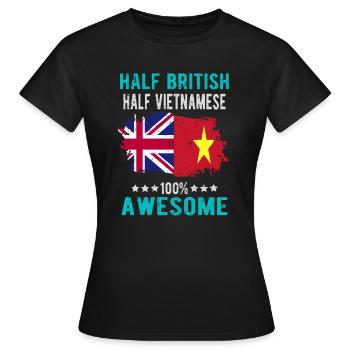 Moitié britannique moitié vietnamien - T-shirt Femme - noir - Devant - AI Model Female 172 dark (172cm)