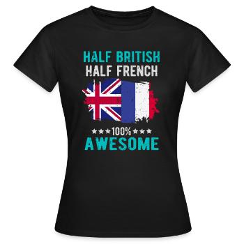 Moitié britannique moitié britannique - T-shirt Femme - noir - Devant - AI Model Female 172 dark (172cm)