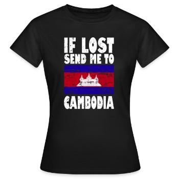 Drapeau du Cambodge Disant - T-shirt Femme - noir - Devant - AI Model Female 172 dark (172cm)