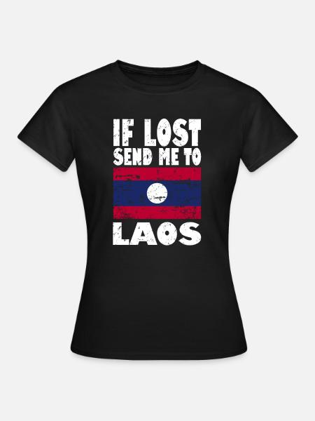 Laos Flagge Spruch - Frauen T-Shirt - Schwarz