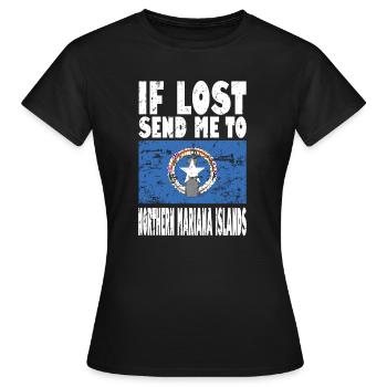 Northern Mariana Islands Flag Saying - Women's T-Shirt - black - Front - AI Model Female 172 dark (172cm)