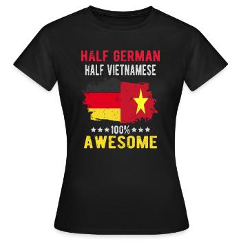 Moitié allemand moitié vietnamien - T-shirt Femme - noir - Devant - AI Model Female 172 dark (172cm)