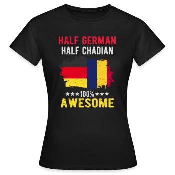 Moitié allemand Moitié Chader - T-shirt Femme - noir - Devant - AI Model Female 172 dark (172cm)