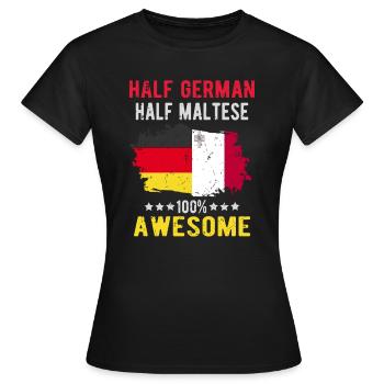 Moitié allemand moitié Mateser - T-shirt Femme - noir - Devant - AI Model Female 172 dark (172cm)