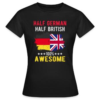 Moitié allemand moitié britannique - T-shirt Femme - noir - Devant - AI Model Female 172 dark (172cm)