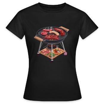 Grillgenuss in 2D: Sizzling Barbecue Delikatessen - Frauen T-Shirt - Schwarz - Vorne - AI Model Female 172 dark (172cm)