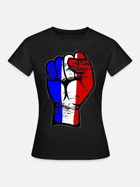 France Flag Fist Main Symbole utilisé - T-shirt Femme - noir