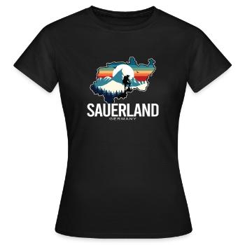 Sauerland Germany Retro Sunset - Women's T-Shirt - black - Front - AI Model Female 172 dark (172cm)