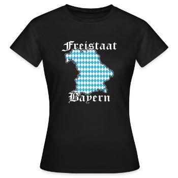 Freistaat Bayern Kontur Flagge 2 - Frauen T-Shirt - Schwarz - Vorne - AI Model Female 172 dark (172cm)