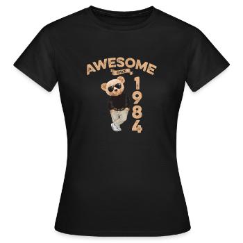 1984 Geburtstag Cool Teddy Bär Awesome since - Frauen T-Shirt - Schwarz - Vorne - AI Model Female 172 dark (172cm)