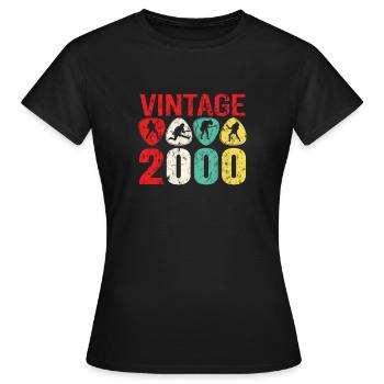 2000 Geburtstag Rock n Roll Vintage - Frauen T-Shirt - Schwarz - Vorne - AI Model Female 172 dark (172cm)