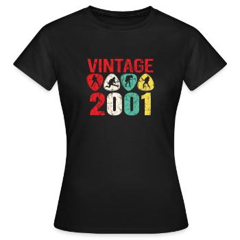 2001 Geburtstag Rock n Roll Vintage - Frauen T-Shirt - Schwarz - Vorne - AI Model Female 172 dark (172cm)