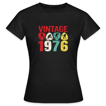 1976 Geburtstag Rock n Roll Vintage - Frauen T-Shirt - Schwarz - Vorne - AI Model Female 172 dark (172cm)