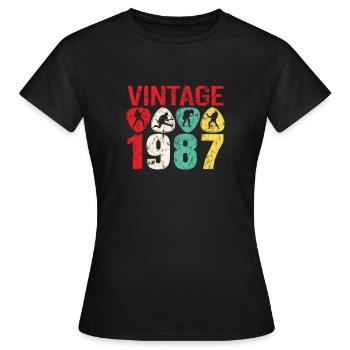 1987 Geburtstag Rock n Roll Vintage - Frauen T-Shirt - Schwarz - Vorne - AI Model Female 172 dark (172cm)