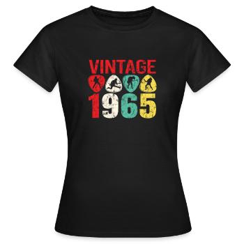 1965 Geburtstag Rock n Roll Vintage - Frauen T-Shirt - Schwarz - Vorne - AI Model Female 172 dark (172cm)
