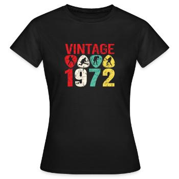 1972 Geburtstag Rock n Roll Vintage - Frauen T-Shirt - Schwarz - Vorne - AI Model Female 172 dark (172cm)
