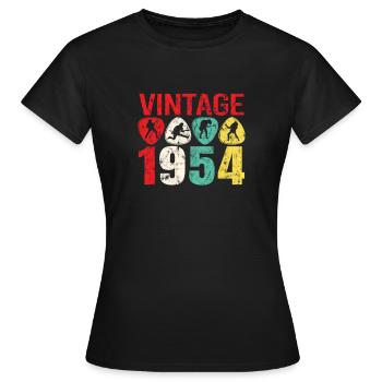 1954 Geburtstag Rock n Roll Vintage - Frauen T-Shirt - Schwarz - Vorne - AI Model Female 172 dark (172cm)