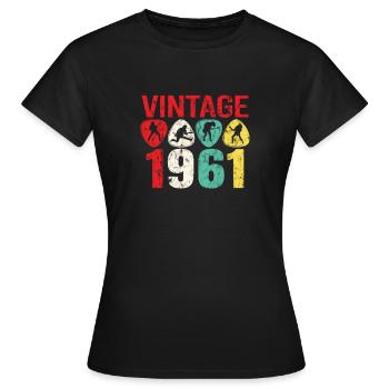 1961 Geburtstag Rock n Roll Vintage - Frauen T-Shirt - Schwarz - Vorne - AI Model Female 172 dark (172cm)