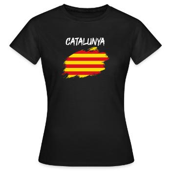 Katalonien Flagge Fahne katalanisch Barcelona - Frauen T-Shirt - Schwarz - Vorne - AI Model Female 172 dark (172cm)